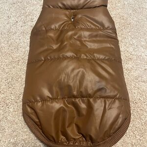 Brown Quilted Dog Jacket Size Small